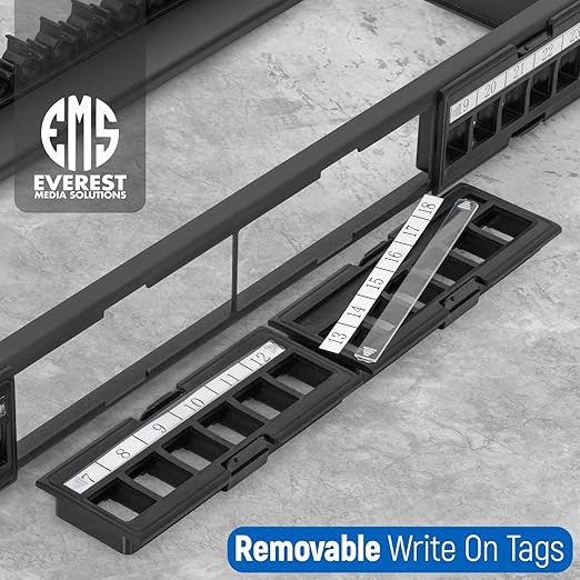 Everest 24 Port Keystone Patch Panel (1-Pack) - Removable 6-Port Panels - Use with Slim Profile Keystones ONLY (Wider Jacks May not fit Side by Side) - 8 Blank Keystone Jack Inserts Included