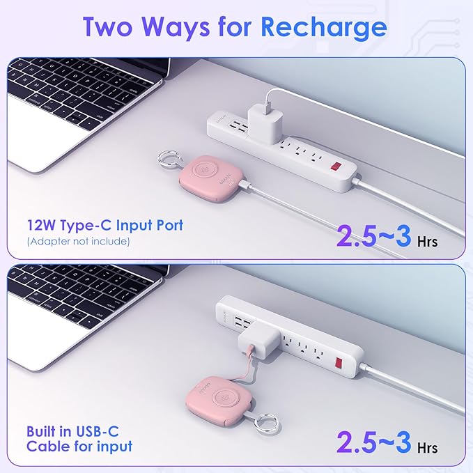 Small Portable Charger 5000mAh,iWatch Wireless Charger Mini Power Bank with Built-in Cable,Travel Keychain Charger for Apple Watch 10/9/Ultra2/8/Ultra/7/6/Se/5/4,iPhone 17/16/15/14/13/12,Android Phone