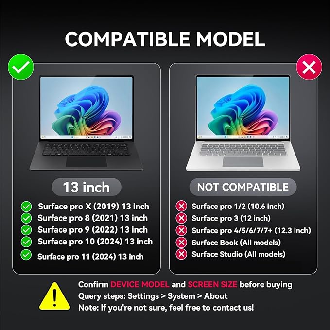 Laptop Privacy Screen for 13inch Surface Pro 11/10/9/8/X, Removable Computer Screen Anti-Spy Filter Shield for Microsoft Surface Pro 13in