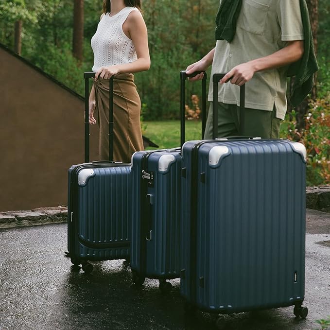 LEVEL8 Grace Luggage Sets Hardshell Suitcase with Wheels, Sturdy Large Suitcase Tsa Lock 20 Inch Expandable Carry on 24 Inch 28 Inch Checked Luggage, 3-Piece Set (20/24/28), Blue