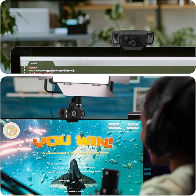 Webcam Cover for Logitech C920x HD Pro Stream Webcam - Premium Silicone Privacy Shutter Case for Logitech C920 C922 C930 Series Web Camera Lens, (1 Pack, Black)