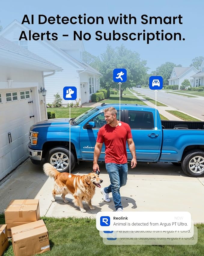 REOLINK First 4K Solar Security Cameras Wireless Outdoor, Argus PT Ultra+ 3W Solar Panel, 360° Pan Tilt Auto-Tracking, 8MP Color Night Vision, 2.4/5 GHz Wi-Fi 6, No Monthly Fee, Home Hub Compatible