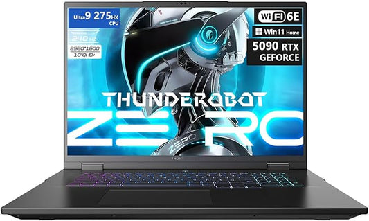 Thunderobot Zero 18 Pro 5090 Gaming Laptop, 18" QHD+ 240Hz 2.5K Hummingbird Display, Core Ultra 9 275HX, GeForce RTX 5090, 64GB DDR5, 2TB SSD, Per-Key RGB, FHD IR Camera, Wi-Fi 6E, Win 11 Home