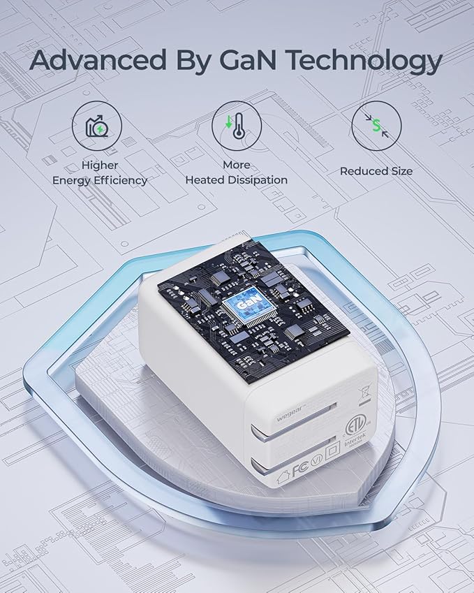 67W USB C Charger, 3-Port GaN Fast Charging Block with Foldable Plug, Compatible with MacBook Pro/Air, iPad Pro, iPhone 16/15/Pro, Galaxy S25/S24, Note20, Pixel, Apple Watch, (White)