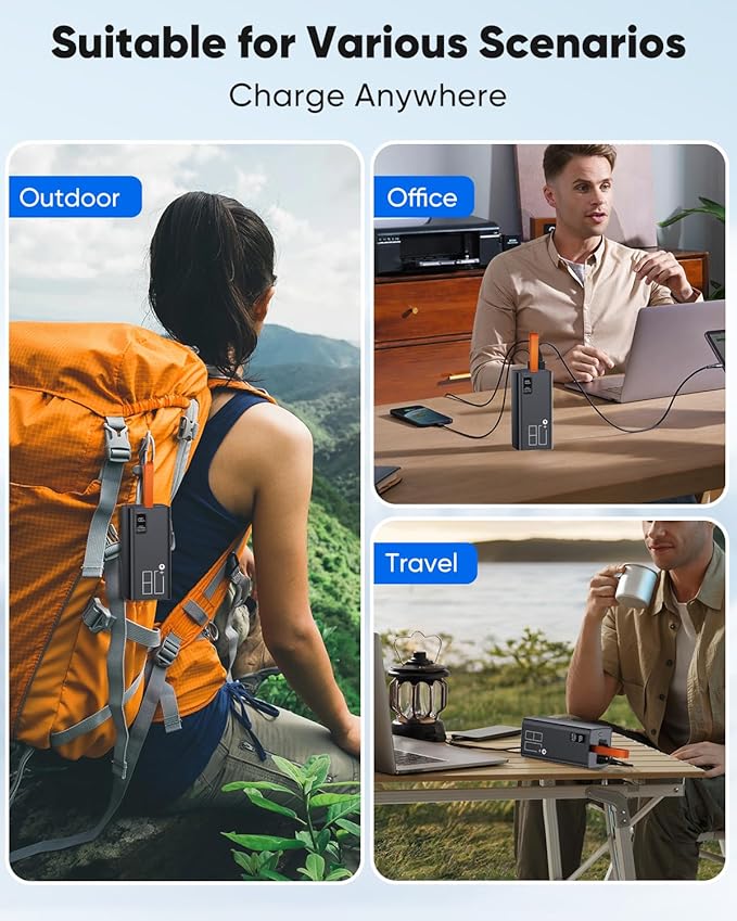 Power Bank 80000mAh Portable Charger High Capacity, 30W Fast Charging Battery Pack PD&QC 3.0, USB-C 5 Outputs 2 Inputs & LED Display Powerbank Compatible with iPhone,Samsung for Camping Travel Outdoor