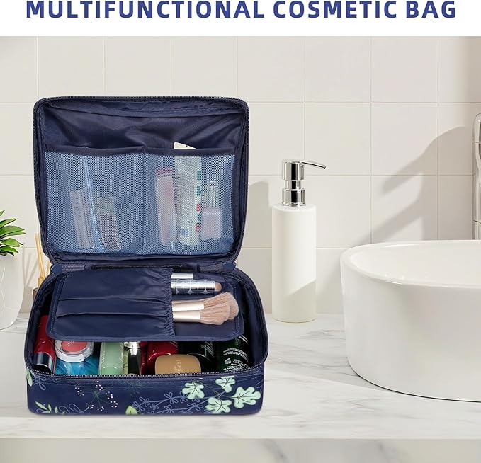 BAGAIL 8 Set Packing Cubes Luggage Packing Organizer Bags for Travel Accessories-Navy Leaf