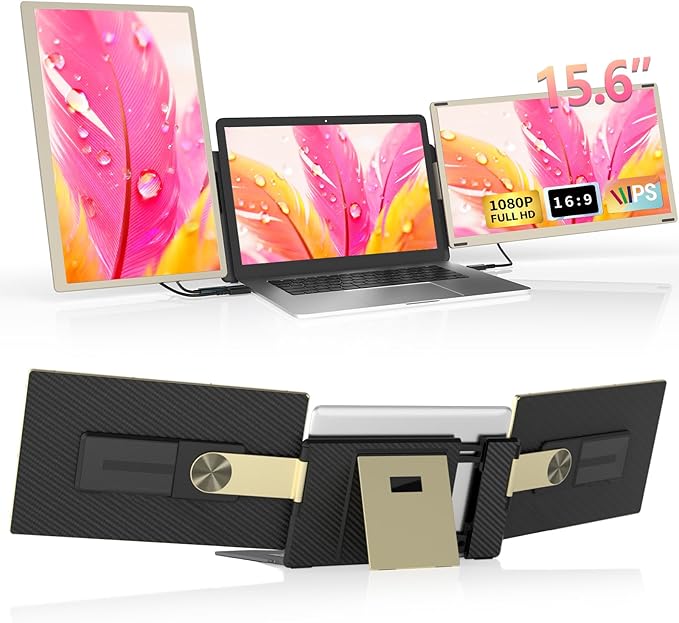 Laptop Screen Extender Monitor - 15.6" Triple Portable Monitor 85% NTSC FHD 1080P IPS Detachable Screen Design Extended Monitors for Laptops Compatible with Windows Mac
