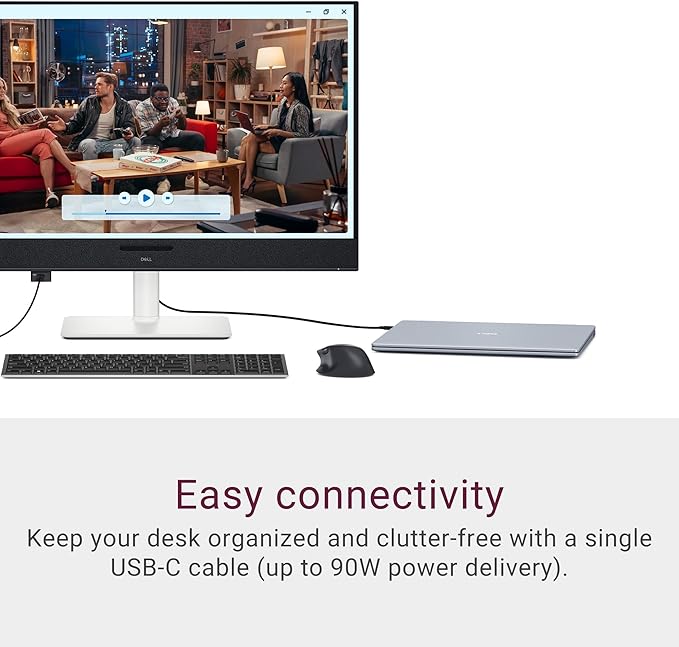 Dell 32 Plus 4K QD-OLED Monitor S3225QC - 31.6-inch (3840 x 2160) 120Hz 0.03ms Display, AI-Enhanced 3D Spatial Audio, Height/Tilt/Swivel/Slant Adjustment - Ash White