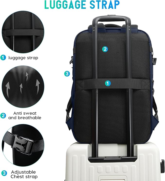 BANGE Travel Backpack with Vacuum Pocket and TSA lock version can hold 15.6 inch Laptop suitable Overnight Flight Approved Anti-theft Bag