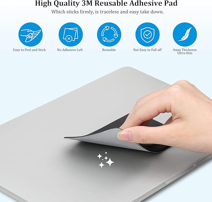 Lacdo Portable Hard Drive Sleeve for Laptop, 2-Pocket Stick on Pouch with Reusable Adhesive, for San Disk, Samsung, Crucial External Solid State Drive SSD Hard Drive Carrying Case Organizer, Black