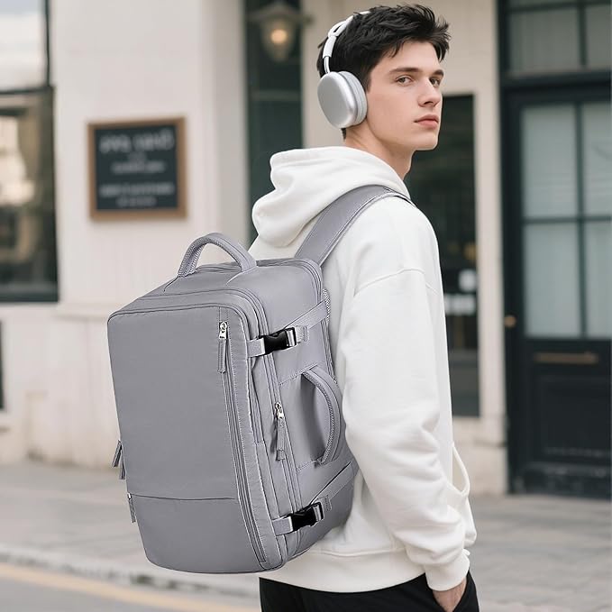 Beraliy Large Travel Backpack, Airline Approved Carry On Backpack, 16 Laptop Backpack,Waterproof Personal Item Bag, Business Hiking Weekender Overnight Bag, Dark Gray