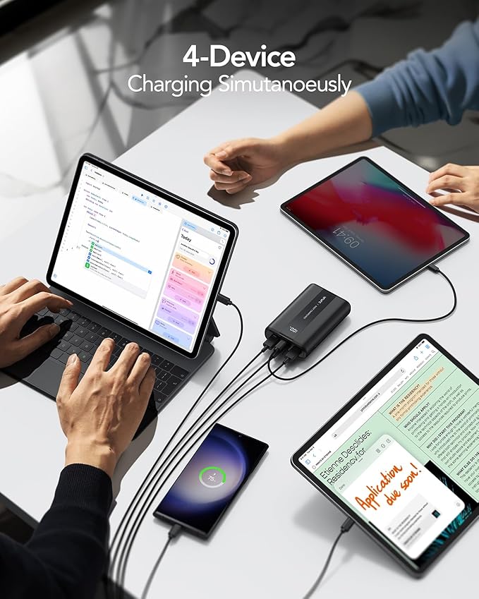 VRURC Portable Charger, 20000mAh Small Power Bank,22.5W Fast Charging Battery Pack USB C,Travel External Battery with 4 Outputs Compatible iPhone 16 15 14 13,Samsung,Android,etc-Black