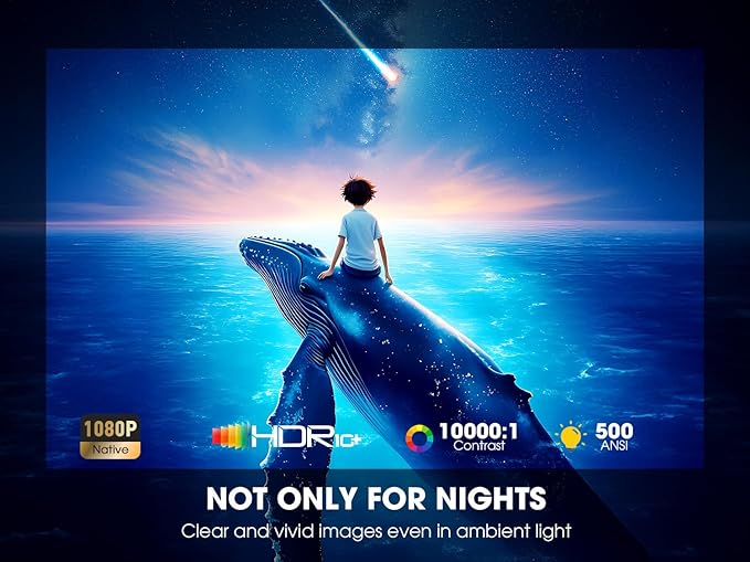 [Netflix Licensed/Dolby Audio] Smart Projector with WiFi and Bluetooth, VIZONY Native 1080P Projector with Apps Built in Netflix, Youtube, Hulu, Disney+, Portable Mini Projector for Indoor/Outdoor