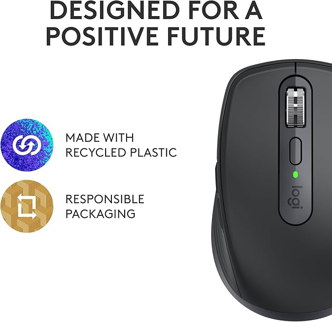 Logitech MX Anywhere 3S Compact Wireless Mouse, Fast Scrolling, 8K DPI Any-Surface Tracking, Quiet Clicks, Programmable Buttons, USB C, Bluetooth, Windows PC, Linux, Chrome, Mac - Graphite