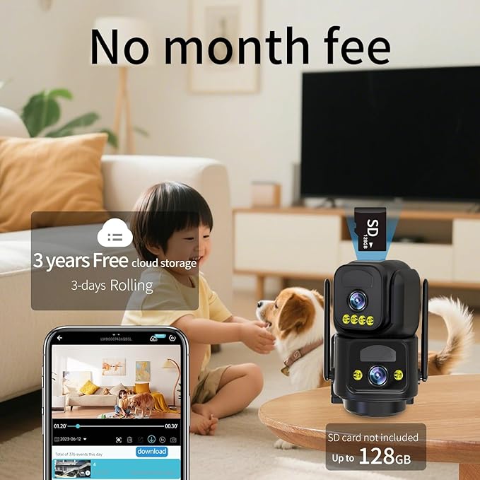 Security Cameras Outdoor WiFi,5G/2.4G Cameras for Home Security Solar Power with Dual Lens,Motion Detection,Night Vision,2-Way Audio,Weather Proof,No Subscription Fee