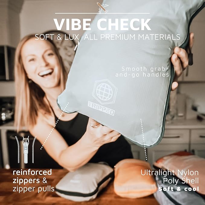 Compression Packing Cubes Set for Travel - Lightweight, Durable Clothes Organizer for Carry-On Luggage and Suitcases by TRIPPED Travel Gear