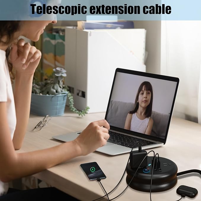 Retractable Travel Power Strip: 6 ft Extension Cord Portable Powerstrip with 5 Outlet 2 Smart USB Port 2 USB C for Travel Cruise Ship Beach Vacation Essentials