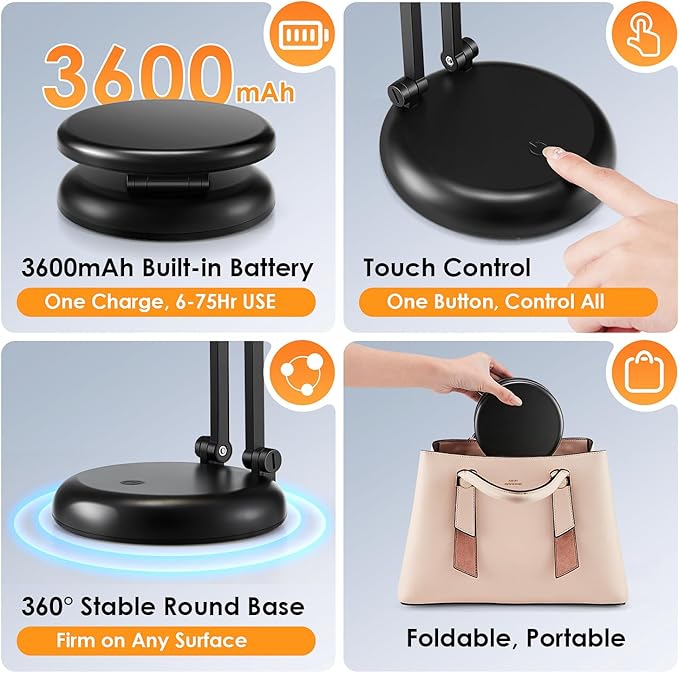 One Fire Battery Operated Lamp, 3600mAh Cordless Lamps Rechargeable Cordless Table Lamp,10 Brightness Rechargeable Lamps Table Lamp, Wireless Battery Lamp Portable Light
