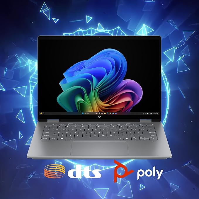 HP OmniBook X Flip 2-in-1 Copilot+ AI PC Laptop | 14" WUXGA Touch 400nits | AMD 6-core Ryzen AI 5 340 Up to 50 Tops | 16GB DDR5 2TB SSD | Backlit Wi-Fi6E 5MP IR Camera Poly Win11Pro w/DLCA Accessory