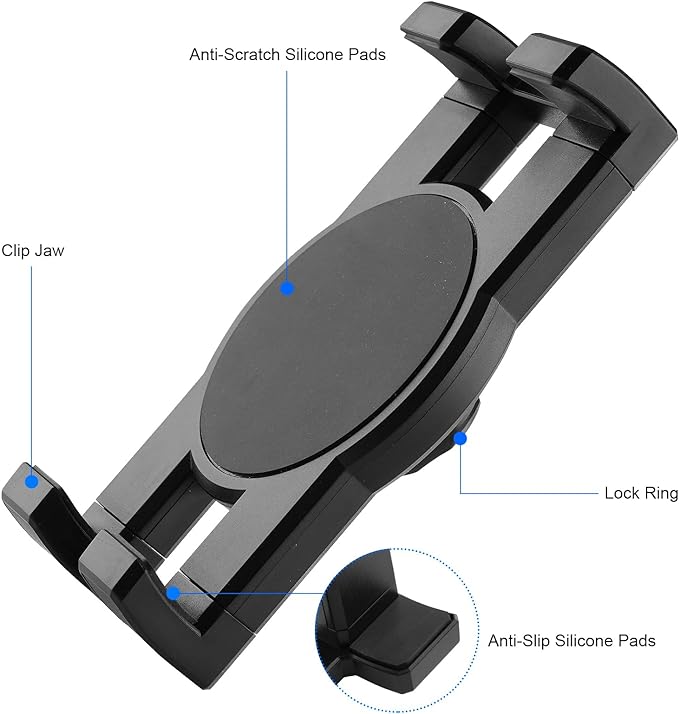 Boat Helm Tablet Holder, Marine Boat Handle Bar Pole Mount, 360°Rotation Clamp Non-Slip Aluminum Alloy Mount,Compatible with 4.7~12.9" iPad/Nexus/LG G Pads/e-Reader/iPhone