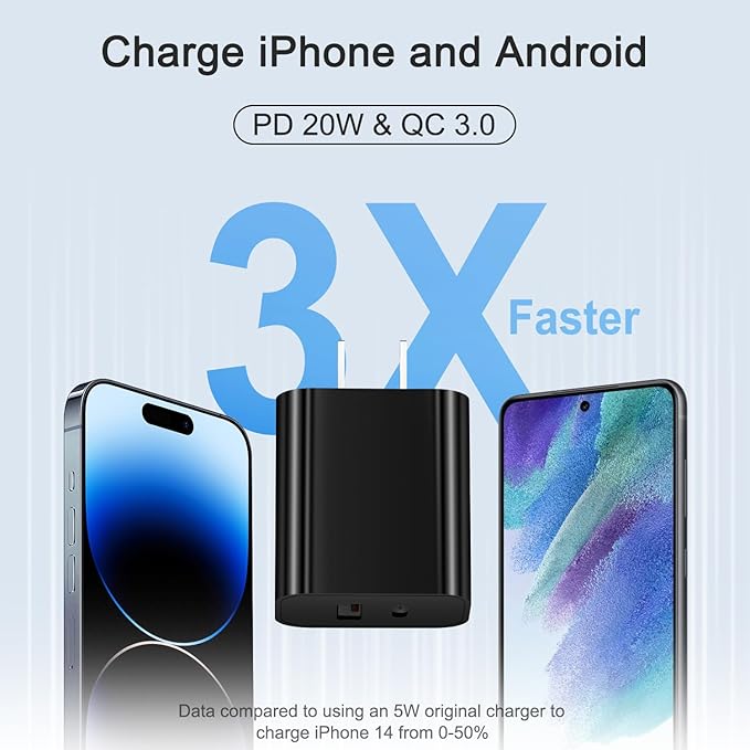 USB C Charger Block Charging Block Type C Charger 20W Wall Chargers 4 Pack for iPhone 16/16 Plus/16 Pro/16 Pro Max/iPhone 15/15 Pro/15 Pro Max/14/13/12 Pro/Samsung//Android(Black)