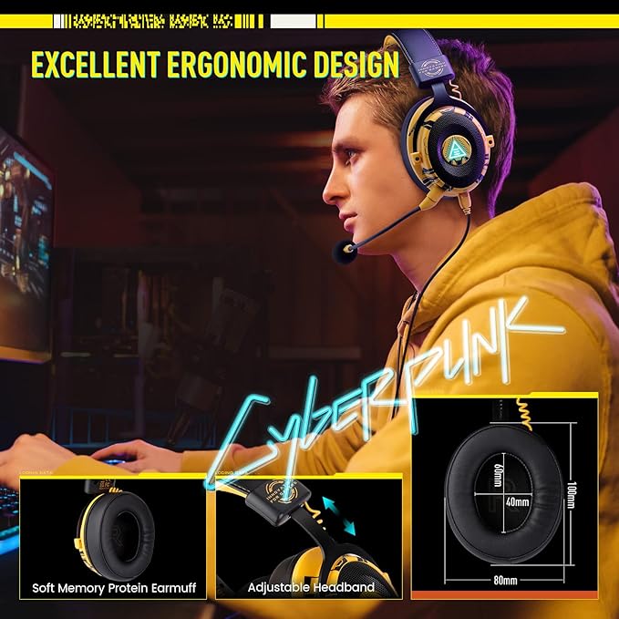 EKSA USB Gaming Headset for PC - Computer Headset with Detachable Noise Cancelling Mic, 7.1 Surround Sound, 50MM Driver - Headphones with Microphone for PS4/PS5, Xbox One, Laptop, Gamer