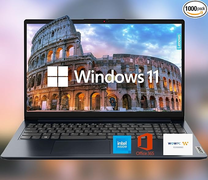 Lenovo IdeaPad 15.6" HD Anti-Glare w/ 1 Year Microsoft 365, 36GB RAM, 1.1TB SSD, Windows 11 Home, Up to 9.5 Hours Battery Life, Intel Processor, WiFi 6, HDMI, USB-C, SD Card Reader, w/WOWPC USB