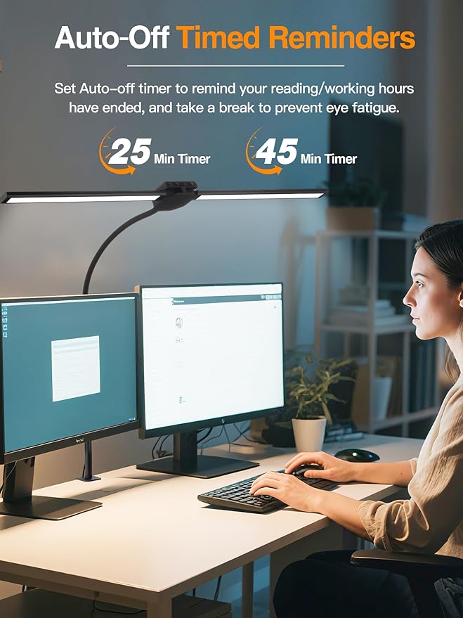 Desk Lamps for Home Office, Desk Light with 5 Color+9 Brightness, 1200 Lumen & 108 LED Desk Lamp, Remote Control+Timer Monitor Light, Clamp Lamp for Desk, Computer, Reading, Study, Workbench