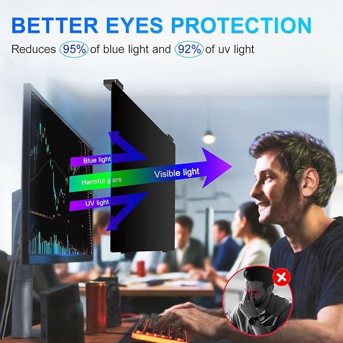 Magnetic 23.6 Inch Privacy Screen for Computer Monitor 16:9 Aspect Ratio, Hanging Removable Anti-Blue/Glare Protector Film, Anti Spy Desktop Security Private Filter 23.6in