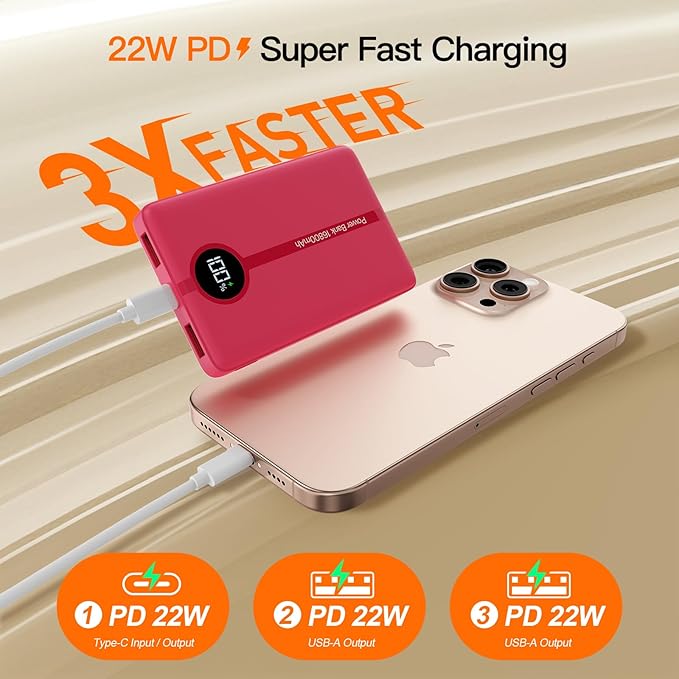 Magnetic Portable Charger, 16800mAh Wireless Power Bank, with 20W USB-C Fast Charging and LED Digital Display Magnetic Battery Pack, Compatible with iPhone 16/15/14/13/12 Full Series (2025)