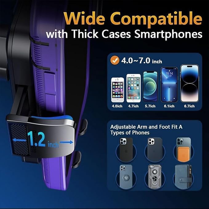 Car Phone Holder Vent [Thick Cases Friendly] Phone Mount for Car Air Vent 360° Rotate Hands Free Cell Phone Holder for Car Automobile Cradle for All iPhone Android Smartphone