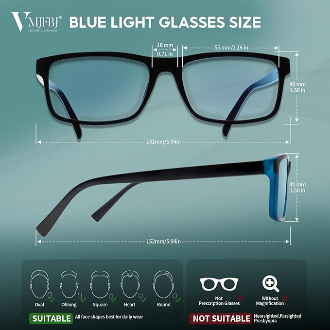 Blue Light Glasses For Women/Men Anti-Fatigue Computer Monitor Gaming Glasses Reduce Eye Strain Bluelight Blocking Glasses Blue