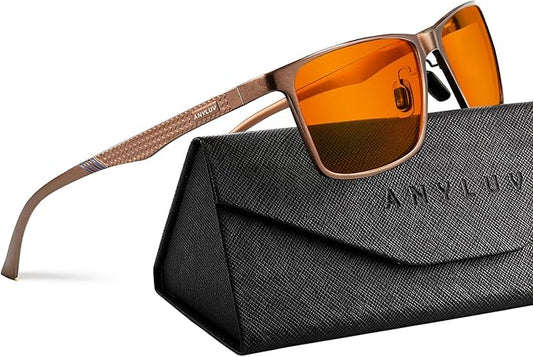 ANYLUV Blue Light Glasses Men, Relieve Eyestrain and Eye Protection, Al-Mg Metal Computer Blue Light Blocking Glasses
