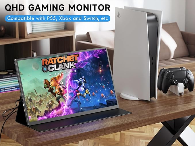 qaf 18.5 Inch Portable Monitor - 100Hz 1080P FHD IPS HDR Display- 100% sRGB - Frameless Gaming/Travel Second Monitor for Laptop/PC/Mac/PS5/Xbox - VESA Mount & Built-in Speakers - Black