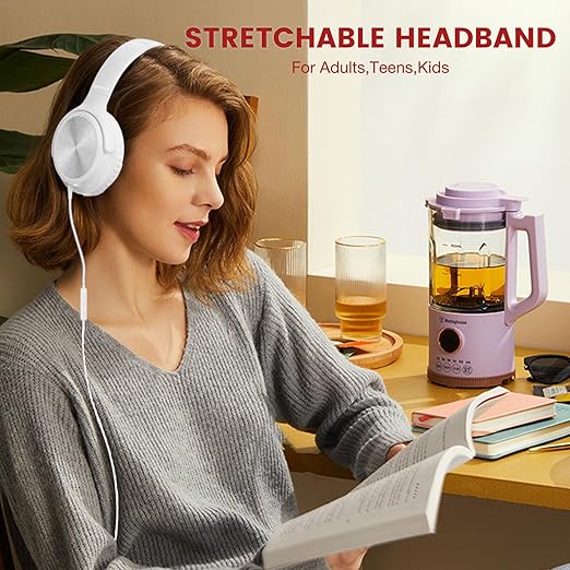 USB C Headphones Wired, Over Ear USB C Wired Headphones with Microphone, Volume Control, HD Stereo Sound, Foldable USB Type C Headphones for Adult/Teens/Chromebook/Laptop/Computer/iPhone,White