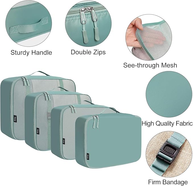 BAGAIL 8 Set Packing Cubes Luggage Packing Organizers for Travel Accessories (Dusty Teal)