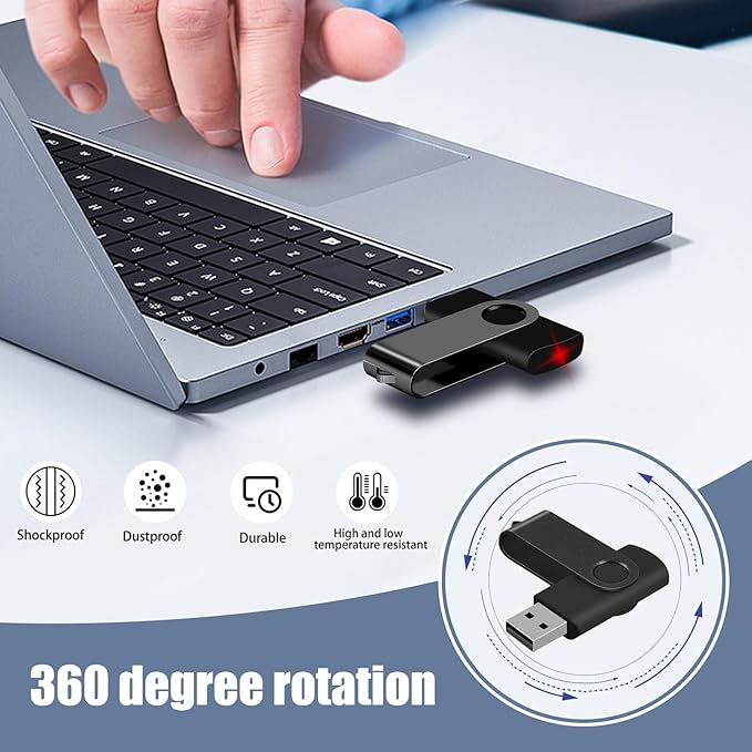 EASTBULL 16GB USB Flash Drive 20 Pack with Lanyards - USB 2.0 Jump Drive for Storage and Backup - Black