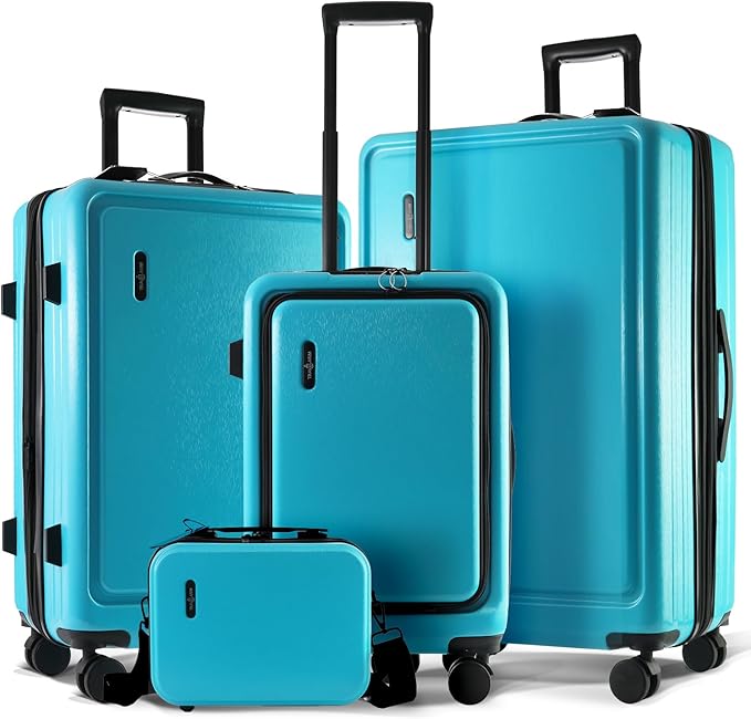 Hard Shell Luggage Sets with Spinner Wheels 4 Piece, Expandable Large Suitcases with TSA Lock, Travel Large Suitcase Set, Teal Luggage Set