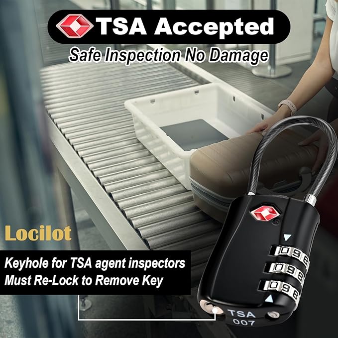 5pcs TSA Approved Luggage Locks with 10pcs Zipper Locks, Zinc Alloy Combination Locker Suitcase Lock, TSA Locks for Luggage, Combination Lock for Locker Backpack (TSA007)