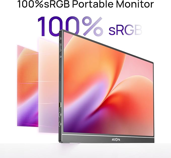 ARZOPA 16.1" Portable Monitor, 100% sRGB FHD 1080P Kickstand Portable Laptop Monitor High Color Gamut Display IPS Eye Care Screen for High-end Office & Entertainment -Z1C