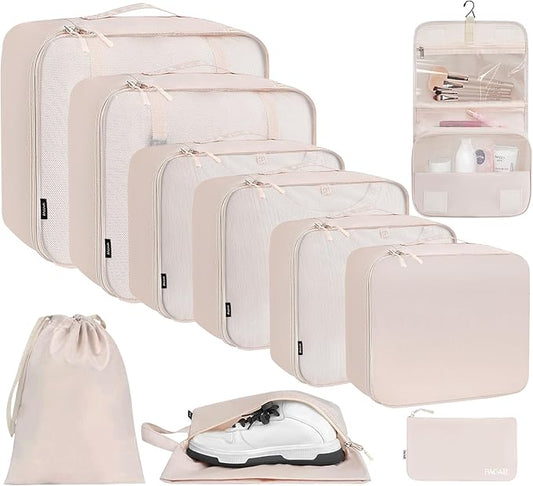 BAGAIL 6 Set/8 Set/10 Set Packing Cubes Various Sizes Packing Organizer for Travel Accessories Luggage Carry On Suitcase