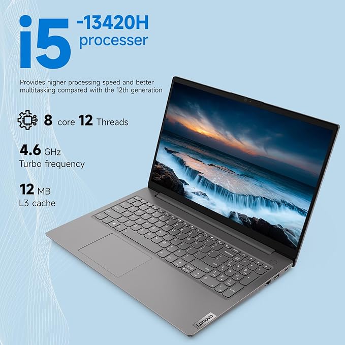 Lenovo V15 Gen 4 Laptop, 15.6” FHD, Octa-Core Intel Core i5-13420H (Beat i5-1235U), 16GB RAM, 512GB SSD, Win11H – Slim, Fast, and Ready for Work or Study, School and Office, PCO Foldable Laptop Cooler