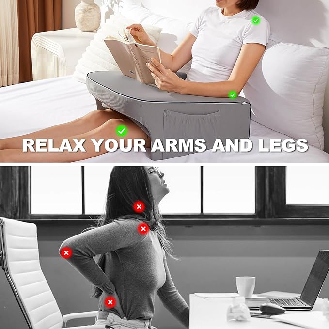 Lap Desk, Reading Pillow, Work Pillow for Bed, Arm Pillows for Adults, Reading Lap Pillow, Memory Foam Pillow for Reading, Crocheting in Bed Couch