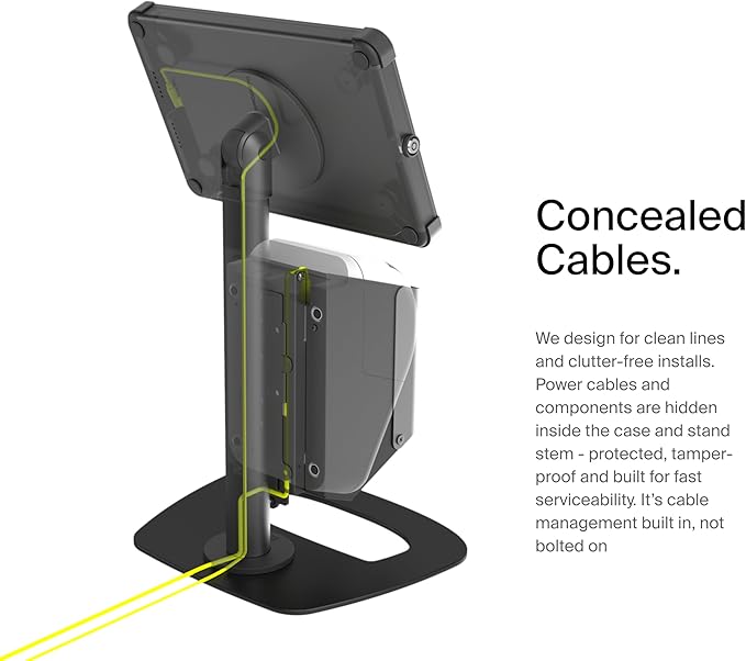 SPROCKET X Print Mini Desktop Tablet Stand with Brother QL Label Printer Integration - Professional iPad Stand for Desk That Reimagines Visitor Management and Check-in - Compatible with iPad 11”