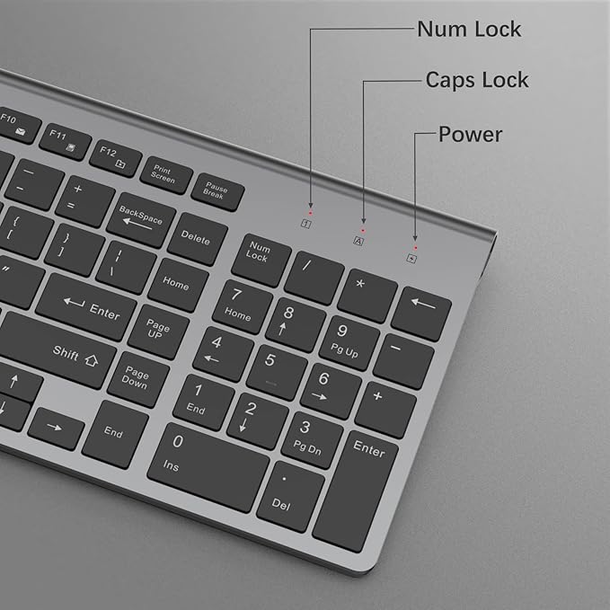 JOYACCESS Wireless Keyboard, 2.4G Slim and Compact Wireless Keyboard with Numeric Pad for Laptop, MacBook Air, Apple, Computer, PC(Black and Grey)