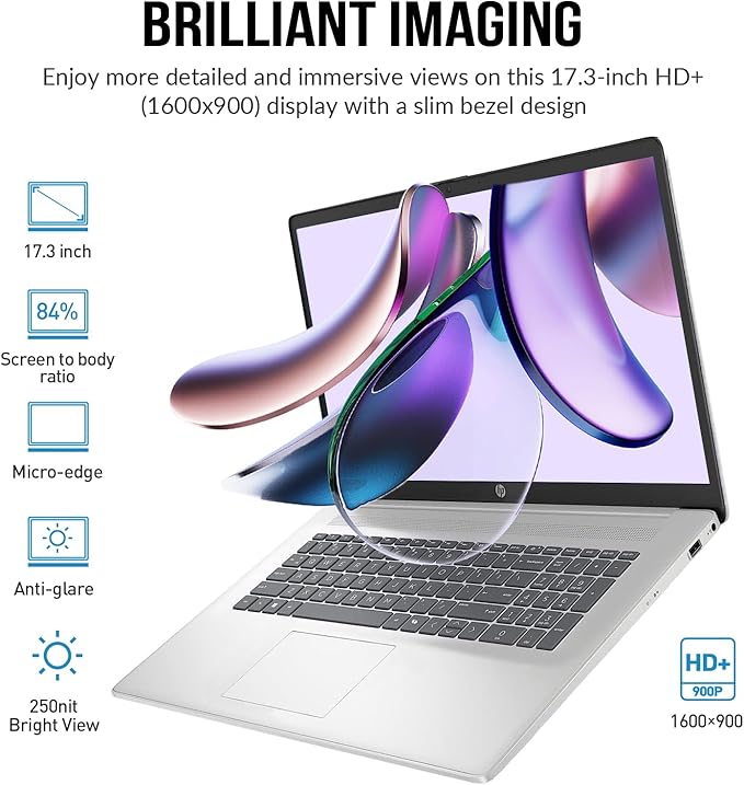 HP 2025 Laptops 17 Inch, 17.3" Laptop Computer, HD+ Large Screen, Intel Core i3 (8-Cores), 16GB RAM 1TB SSD, Windows 11 Pro, Lifetime Office, Number Pad, Wi-Fi 6, USB-C