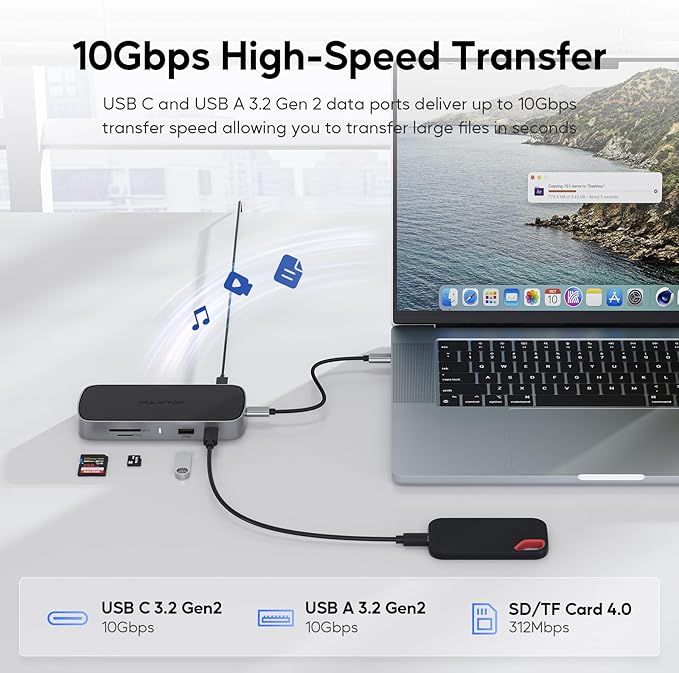 Laptop Docking Station, 9 in 1 USB C Mini Dock with 4K@120Hz/8K@30Hz HDMI, 2.5G LAN, 100W PD, USB A/C 10Gbps, SD/TF 4.0, USB C Hub Compatible with Thunderbolt 3/4 and Full-Type-C Laptops