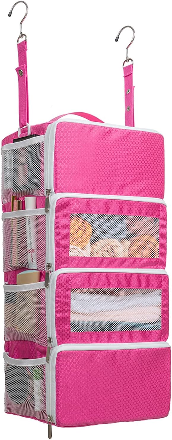 Suitcase Organizer, Travel Luggage Organizer Hanging Shelves Packing Cube Closet/Collapsible Portable Travel Organizer for Carry-on