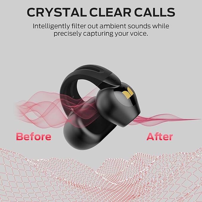 Monster Open Ear AC221 Headphones, Bluetooth 6.0 Wireless Earbuds Stereo Sound, Clip on Earbuds With 30H Playback, Clear Calls, Type-C Charging, Touch Control, IPX6 Waterproof Wireless Open Headphones