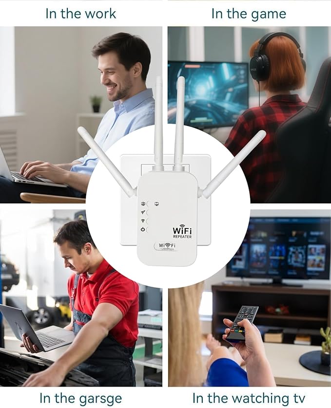 1200Mbps WiFi Extender Signal Booster,WiFi Extender Dual Band for Home，New Gen 6X Faster Internet Booster Extender, WiFi Repeater Coverage up to 10K sq.ft and 65 Devices (White)